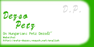 dezso petz business card